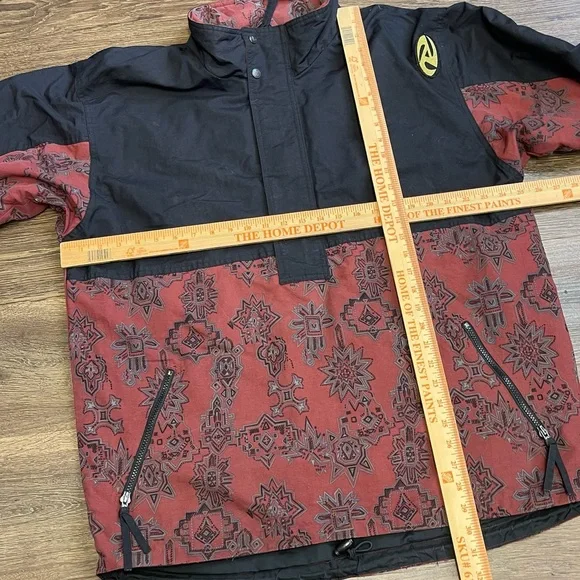 Vintage Burton Snowboard Bandanna Print Anorak Pullover Jacket Maroon Black - Picture 4 of 4